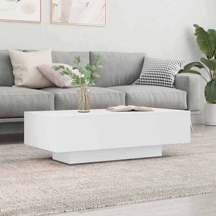 SALE 2025Table basse - Table d’Appoint de Salon - blanc 100x495x31 cm - bois dingénierie19 Kg 6239