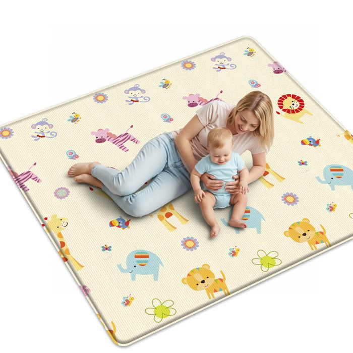 Tapis De Jeu Bébé Pliable PZCC - Épais Antidérapant, Imperméable, Double Face, Pour 0-6 Mois (motif Transport)
