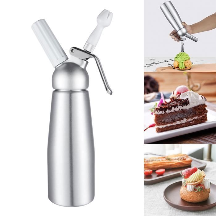 MUPCOOK Siphon à Crème Chantilly 0,5 L Professionnel Syphons de Cuisine Compatible avec toutes les Marques de Cartouches N2O de 8g - Non inclus ( Aluminum