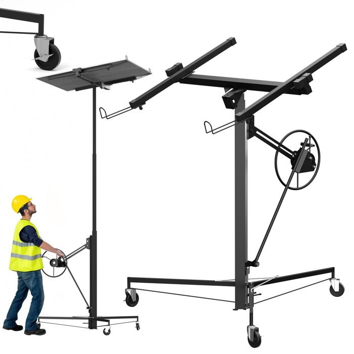 STANEW Leve Plaque Placo Pliable pour Plaques de Plâtre Lève-panneaux XXL Charge 68kg Hauteur 140-325 cm Noir