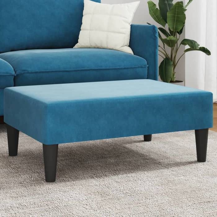 Repose-pied - vidaXL - Velours Bleu - 77x55x31 cm - Cadre robuste