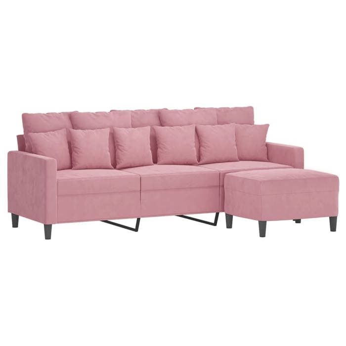 Canapé 3 places avec repose-pieds - MANGO - Velours - Rose - 198x77x80 cm - Repose-pied inclus Canapé 3 places avec repose-pieds - MANGO - Velours - Rose - 198x77x80 cm - Repose-pied inclus