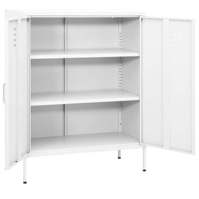 Armoire de rangement en acier - GKO - Blanc - 80x35x101 5 cm - 2 étagères réglables - Capacité totale 90 kg