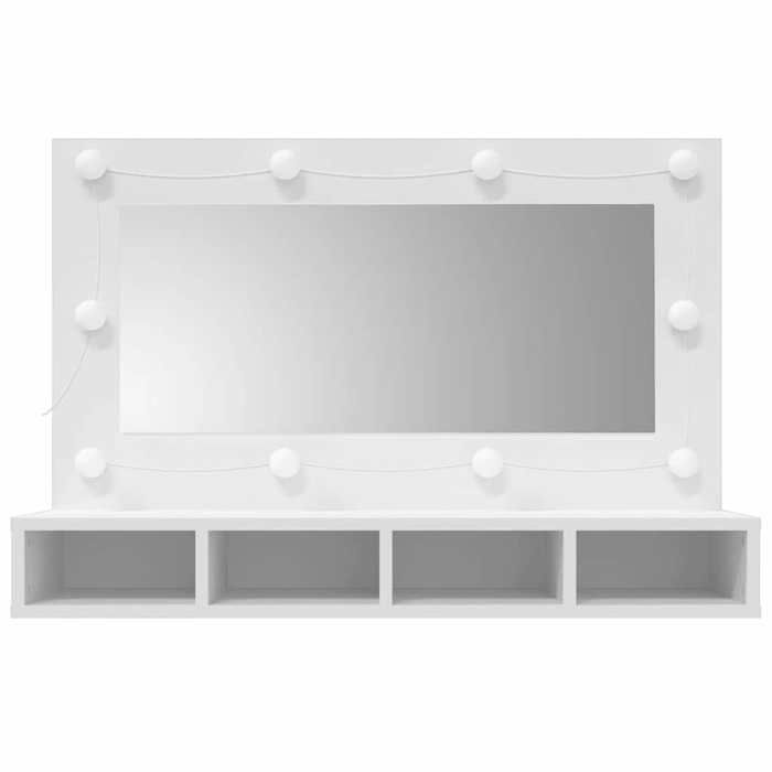 Armoire à miroir avec LED - WIENS - Blanc - 90x315x62 cm - Bois dingénierie - Ampoules LED USB