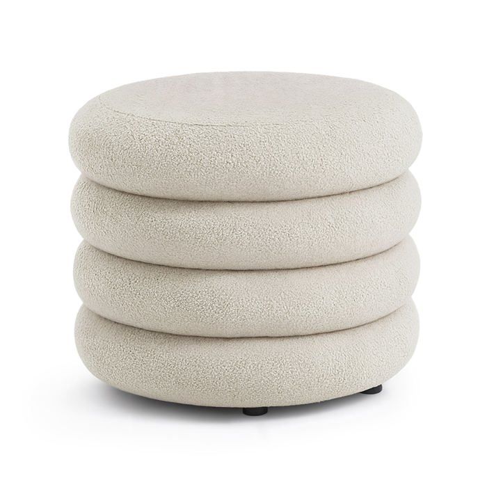 Tabouret en tissu teddy avec rangement 55 cm MOLLIS Blanc Brumeux Tabouret en tissu teddy avec rangement 55 cm MOLLIS Blanc Brumeux