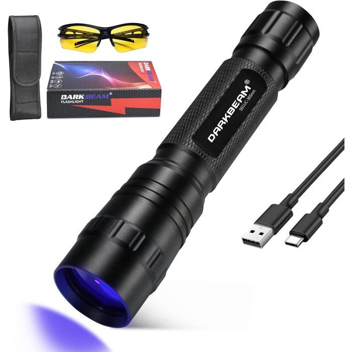 Lampe de poche UV DARKBEAM 365 nm rechargeable USB-C mini lampe LED 10 W