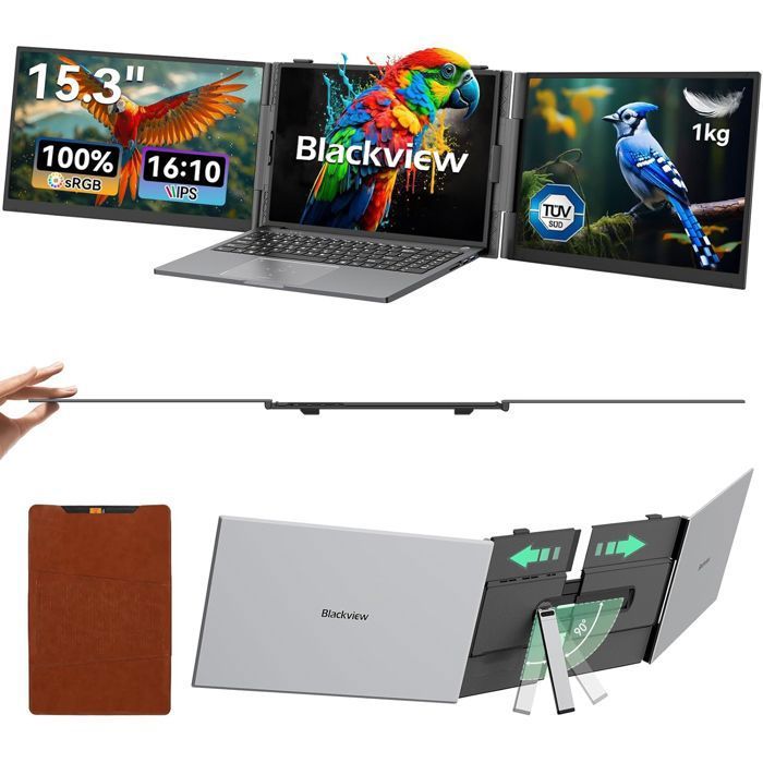 Blackview DCM 8 Extension Ecran Ordinateur Portable Ultra-Fine Triple Moniteur Portable 15.3” Extension Décran 1080P FHD