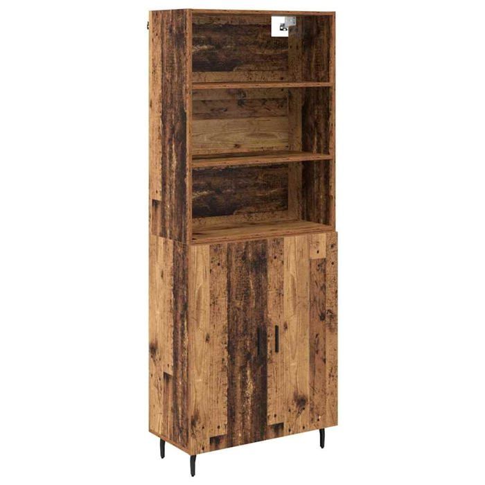 Buffet haut moderne - vidaXL - Bois ancien - 695x34x180 cm - Bois aggloméré et verre - 2 portes - Poids maximal 120 kg