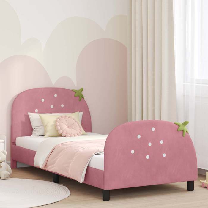 vidaXL Cadre de lit pour enfants avec tête de lit Rose 90 x 190 cm 42011072
