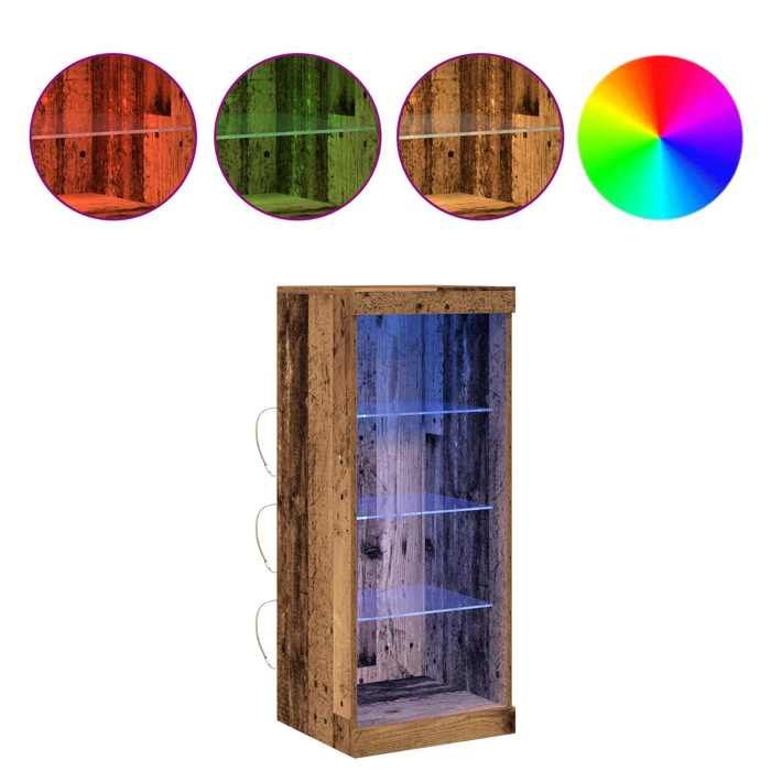 ABOTT@Buffet Bahut KENNETH - LED - Meuble de rangement Bois ancien 41x37x100cm - Bois dingénierie - 630814