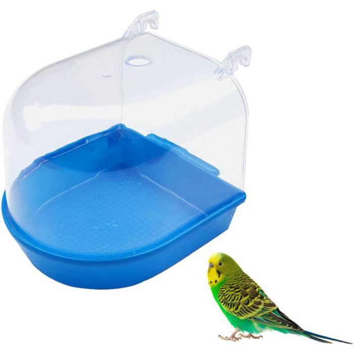 Baignoire petits oiseaux perroquet transparente suspendue fournitures cage crochets Label