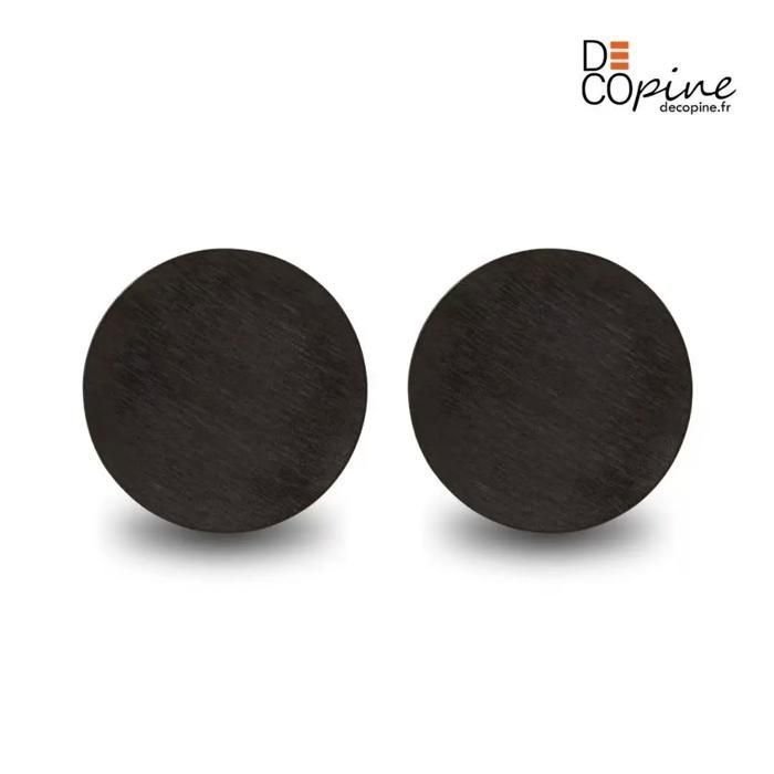 Assiette plate - DECOPINE - Effet bois noir - Fait main - Lot de 2 - Ø25 cm