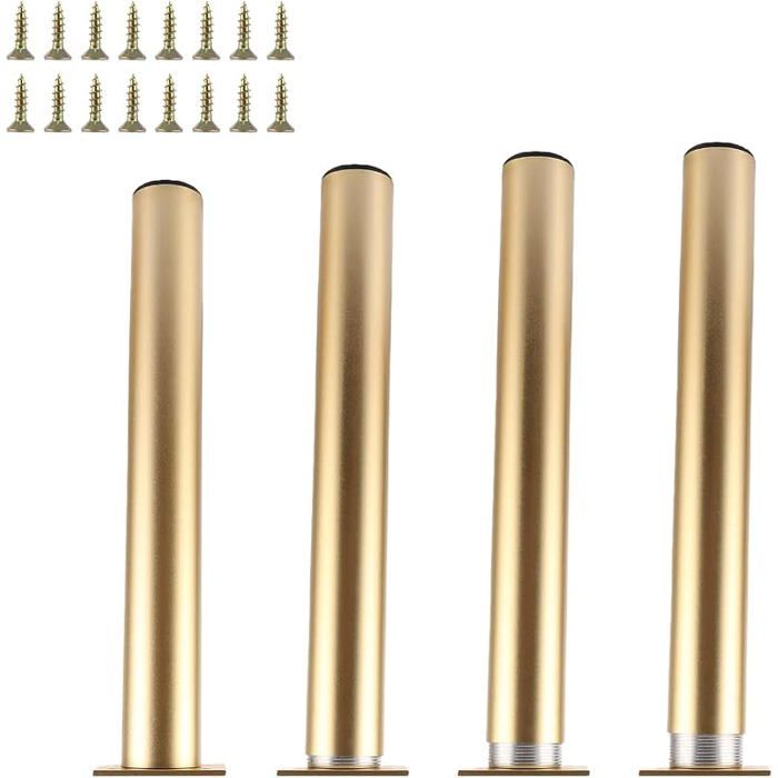 Lot de 4 Pied de Meuble Doré 20cm - Pied de Table Or en Alliage Aluminium Réglable avec Vis - Support 6 x 5x 20 cm PIED DE TABLE