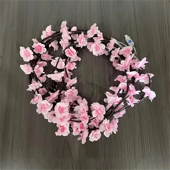 Fleur de cerisier 96 Led USB branche darbre lumières en rotin 8 Modes chaîne colorée lampe saint valentin noël mariage-96 LED-Rose