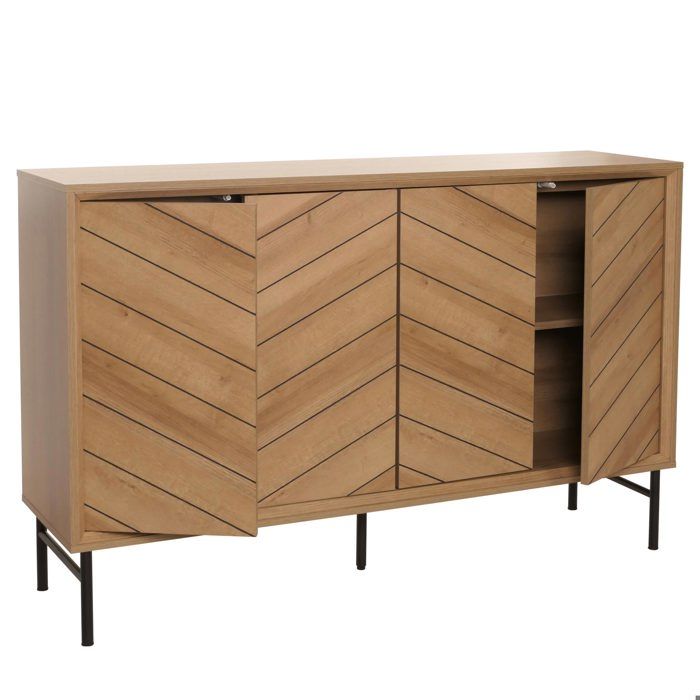 Buffet design avec 4 portes push to open meuble de rangement etageres reglables MDF et metal 04_0010092 Buffet design avec 4 portes push to open meuble de rangement etageres reglables MDF et metal 04_0010092