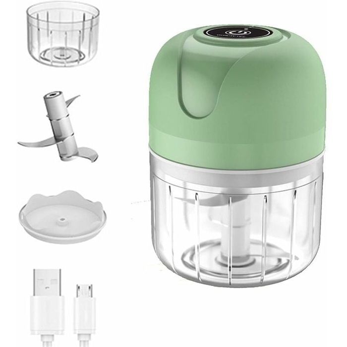 Robot culinaire électrique mini hachoir à ail électrique hachoir de cuisine portable sans fil de 250 ml