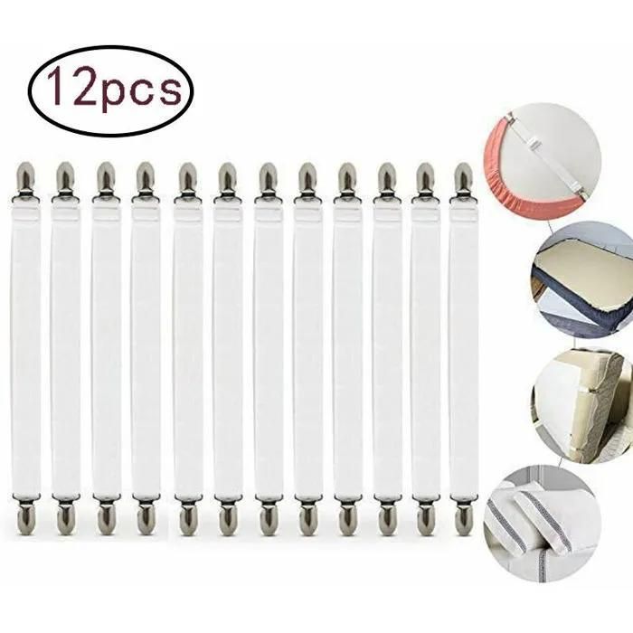 Tendeur De Draps Réglable Tendeur De Draps élastique 12 Pièces Tendeur De Draps Blanc Tendeur De Draps Avec Clips Métalliques