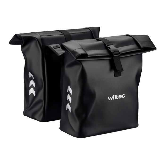 Sacoche de porte-bagages - WILTEC - Sac double 48 L - Résistante à leau - 50x16x28 cm - Noire