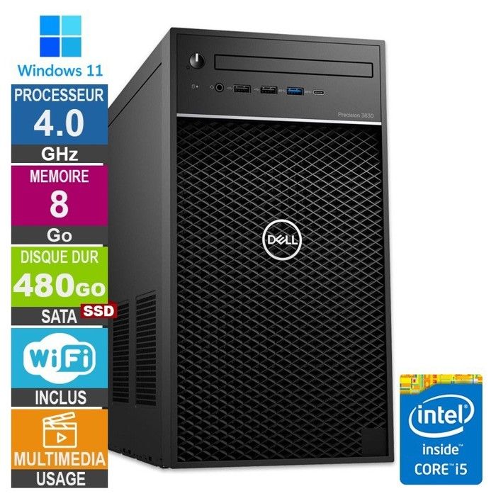 Precision 3630 i5 8400 4GHz 8Go480Go SSD Wifi W11 Très bon état - vue 2