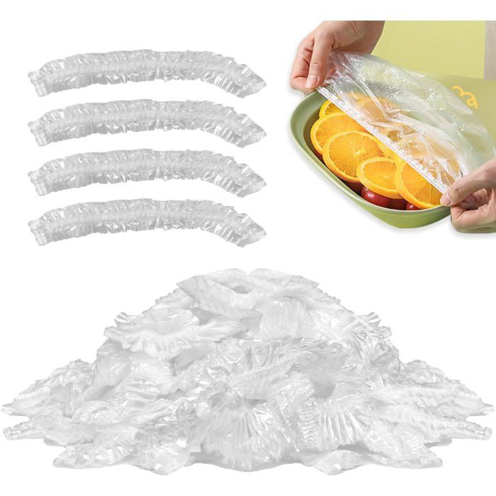 Lot de 50 couvre-plats élastiques réutilisables extensibles jusquà 40 cm transparents avec sac de rangement