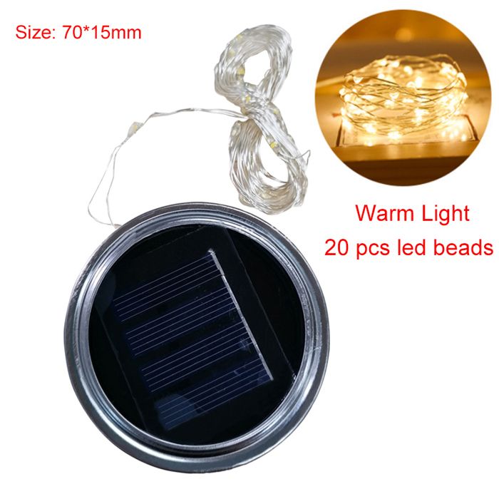 Lot de 3 Mason Jar Couvercle Guirlande Lumineuse Solaire 20 LEDs Lampe d’Ambiance Décoration pour DI GUIRLANDE LUMINEUSE DEXTERIEU