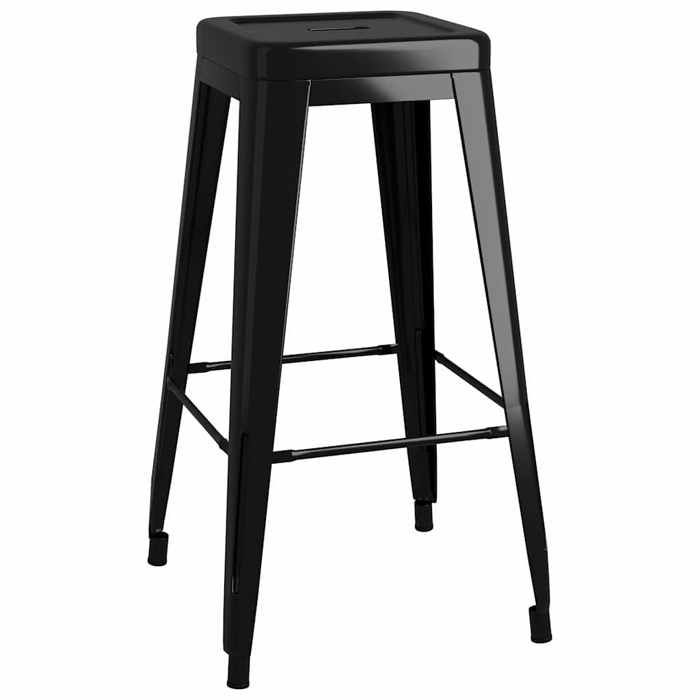 CONFORTHA®Tabourets de bar empilables lot de 2 noir métal - Fauteuil (5745)