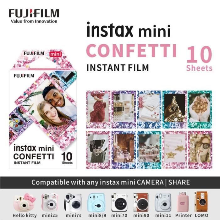 10 Confettis-Pour Instax Mini Doll Version Film Pour Fujifilm Instantané Mini 11, 9 8 7s