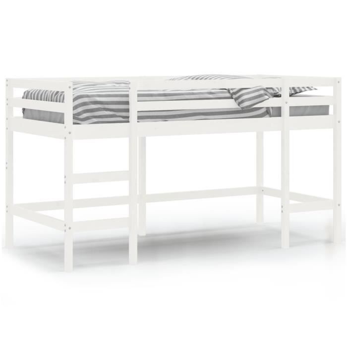 Lit mezzanine enfant 140 x 200 cm avec rangements et bureau intégré