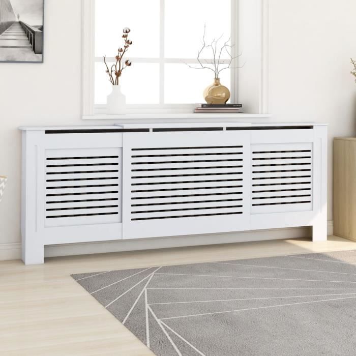 Cache-radiateur Blanc Avec étagère - Grilles Persiennes Pour Ventilation - Dimensions 70x70x20 Cm (plusieurs Tailles Dispo)