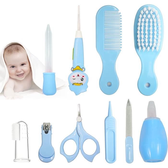 Kit De Soins Pour Bebe 10pcs Trousse De Soin Bebe Bebe Naissance Set Lime A Ongles Cuillere A Oreille Bleu Cdiscount Electromenager