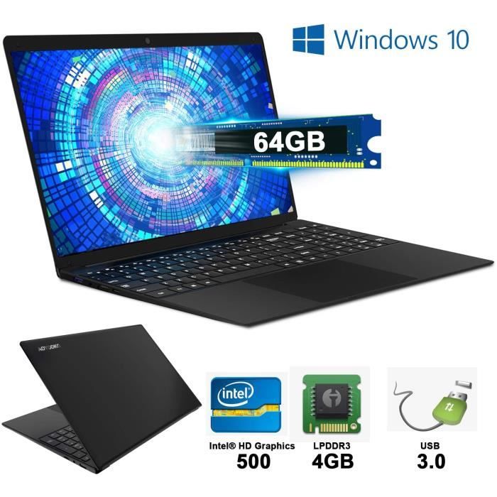 Achat PC Portable Ordinateur Portable 14.1 Pouces FHD，Laptop 1920*1080 IPS Windows 10 HDMI Batterie 8000mAh, 2.3GHz Notebook 4Go RAM 64Go Stockage/Ext pas cher