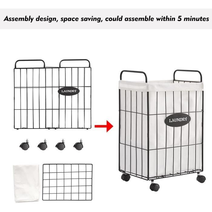 Rangement Voiture COSTWAY Panier Linge Sale 3 Compartiment, Bac à Linge à Roulettes Verrouillables, Meuble Linge Sale, Panier A Linge Amovible Avec Poignée Pour Salle De Bain, Buanderie, 40 X 30 X