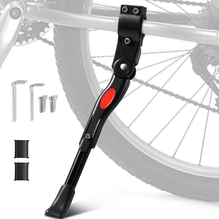 Réglable Béquille Velo Laterale en Alliage d'aluminium avec Pied en Caoutchouc Antidérapant,Support pour vélos 24-27 pouces
