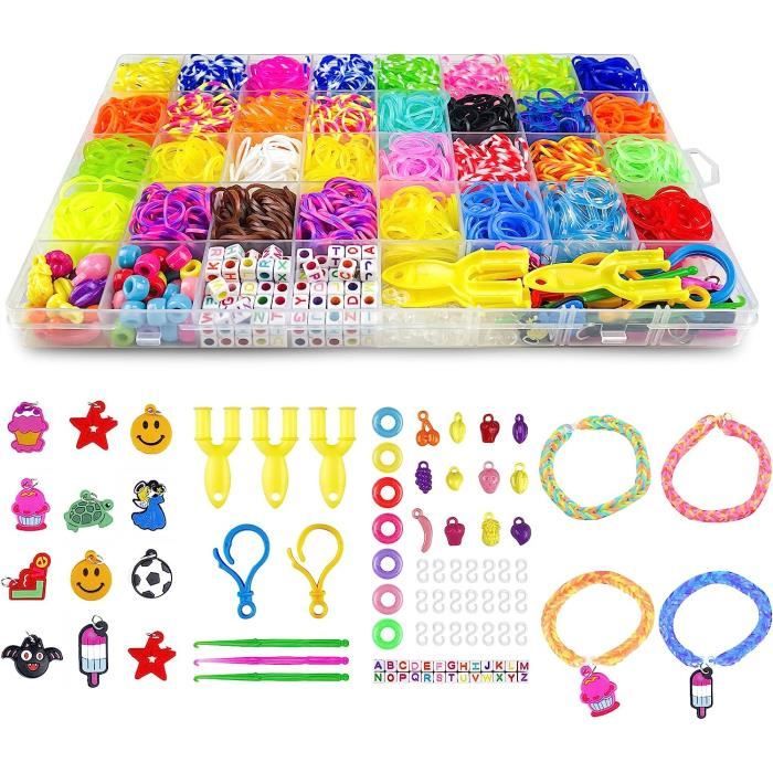 Nutabevr 2500 Élastique Bracelet Kit,40 élastiques plastique grille 32  couleurs Loom Bands avec Boîte,Accessoires pour faire des bracelets Jouets  caoutchouc pour colliers pour enfants et bricolage : : Jeux et  Jouets