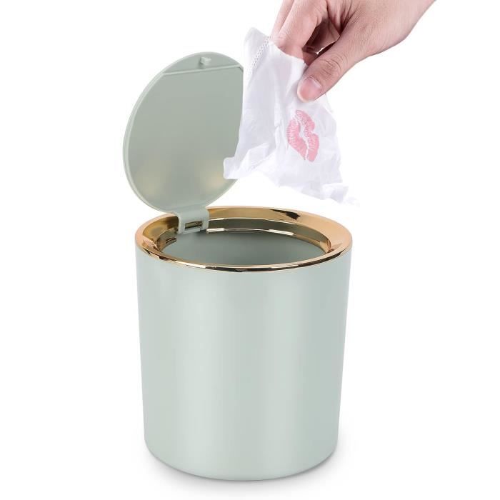 Mini Poubelle De Voiture Avec Couvercle - 7x15 Cm - Étanche Et Portable - Pour Auto, Bureau Ou Maison - 10