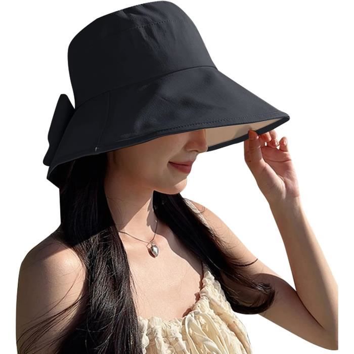 Chapeau de Paille Femme, Chapeau de Soleil Été Chapeau de Plage Pliable  Anti-UV avec Large Bord et Mentonnière Réglable pour V[18] - Cdiscount  Prêt-à-Porter