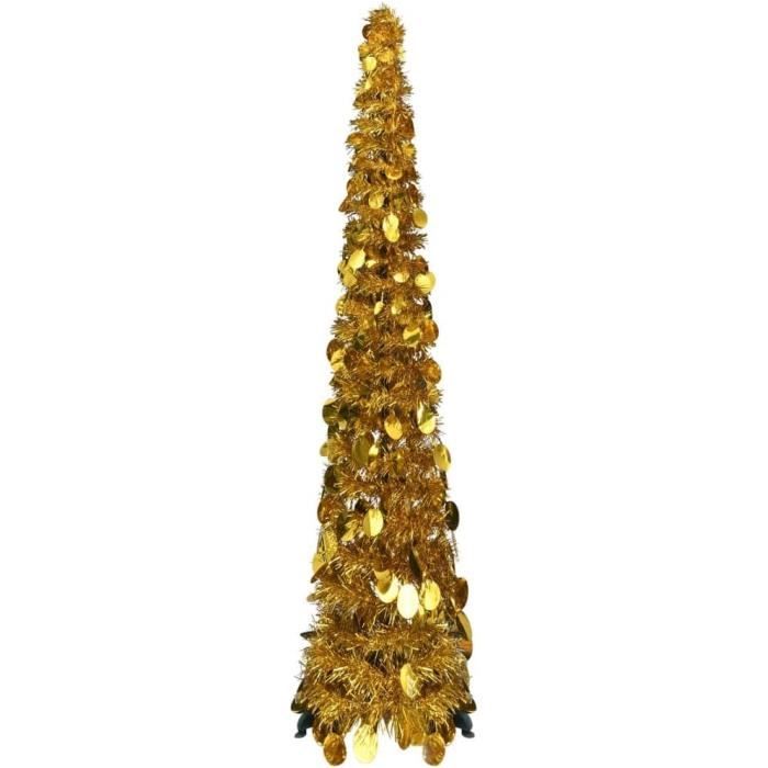 Sapin De Noël Artificiel Escamotable Doré 120 Cm Pet Arbre De Noël
