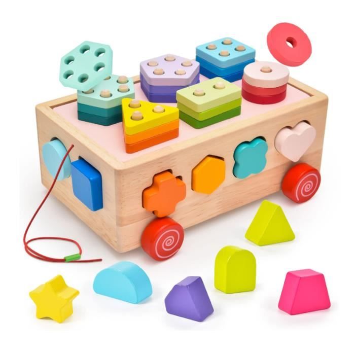 Jeux Montessori 1 2 3 Ans, 3 En 1 Jouet De Tri Enfants Jouets Montessori Bois
