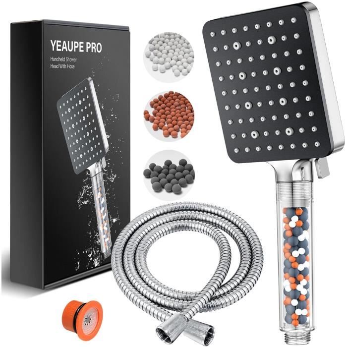 Pommeau De Douche Filtrant Avec 6 Filtres En Coton PP - Élimine Impuretés Et Chlore Pour Une Douche Saine