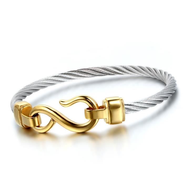 Fashion Femmes hommes Infinity En Acier Inoxydable Bijoux Perles Bracelet Cuff Bangle