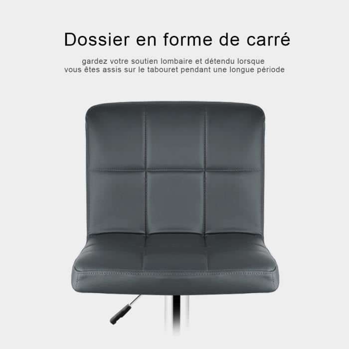 Tabouret de bar noir en simili cuir - BonAchat - lot de 2 - siège pivotant et réglable en hauteur