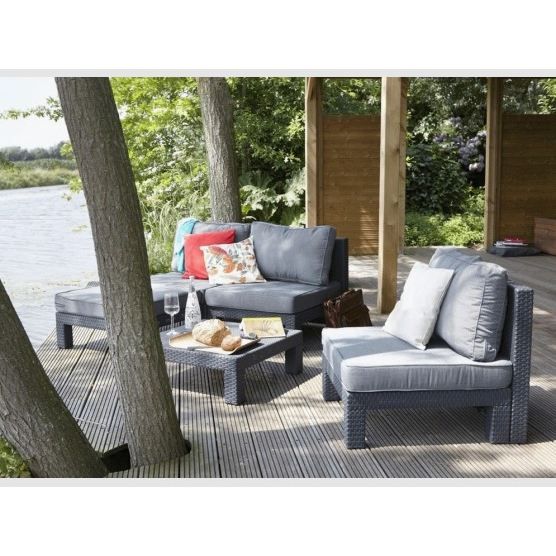 Nevada Salon Jardin Aspect Rotin Tresse Anthracite Achat Vente