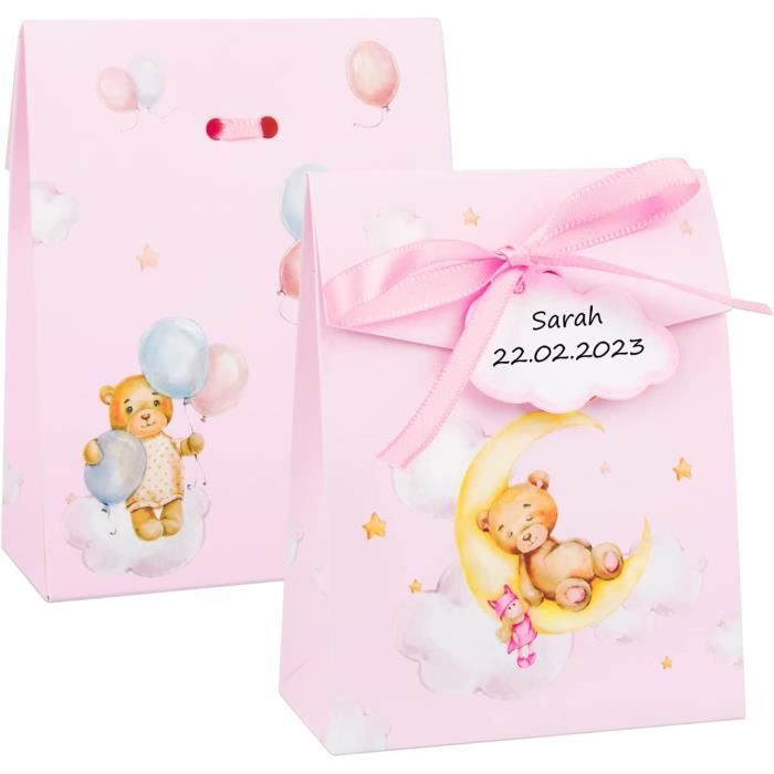 50 Sachets Dragées Avec étiquettes - Pour Baptême, Communion, Mariage - Papier Recyclable - 10x8x4cm