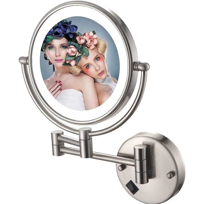 Micacorn Miroir Maquillage Grossissant 1x7x LED Double Face Miroir Rechargeable Par USB Miroir