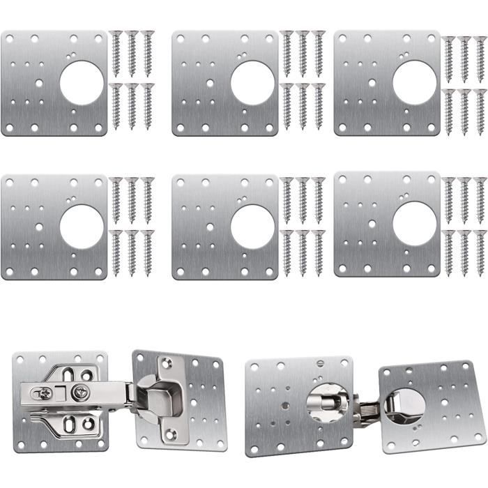 6 Plaques De Réparation Charnière Porte D'armoire Universelles Modernes Quincaillerie