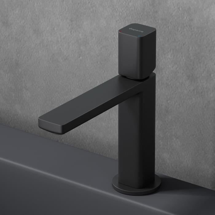Sogood robinet mitigeur noir mat pour lavabo ou vasque de salle de bain 19,6 cm design minimaliste