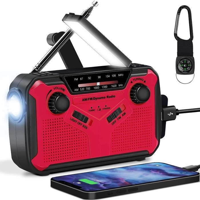 Eosnow Radio D'urgence Solaire Bluetooth 5.0, Manivelle Portable AM FM Sw Avec Lampe De Poche Alarme Sos Chargeur De Telephone Portable Pour Interieur Et Exterieur 90249926