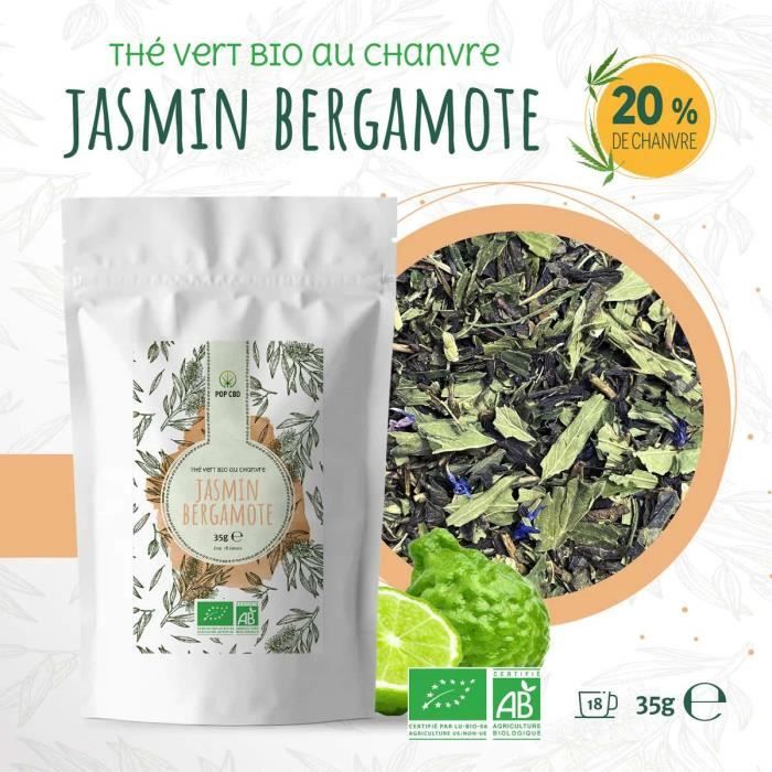 Thé Vert Bio au Chanvre CBD "JASMIN BERGAMOTE"