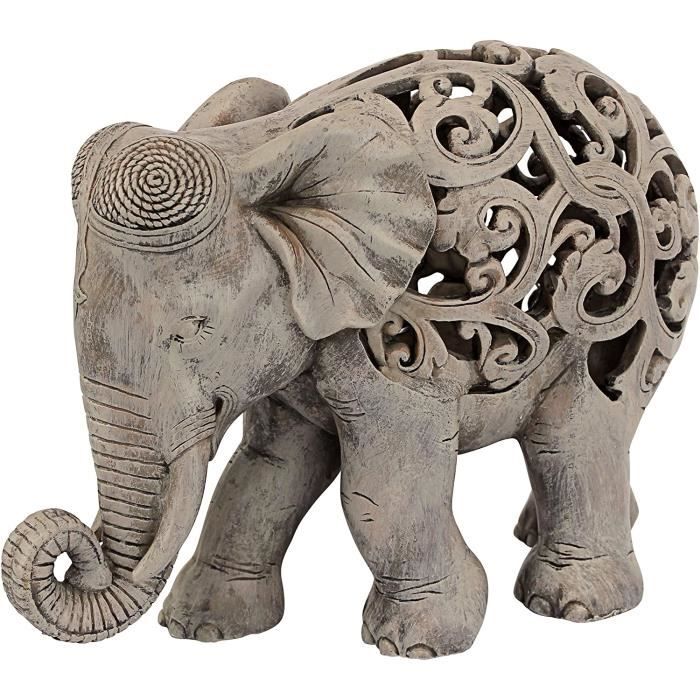 Statue Éléphant Niki Atmosphera Blanc - Objet Décoratif Élégant En Magnésie H30 Cm