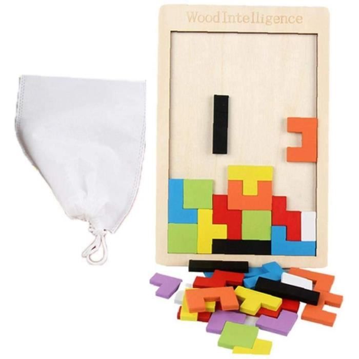 Pmueuff Tetris en Bois, Jouets éducatifs, Jeux Montessori 3 4 5 6 Ans
